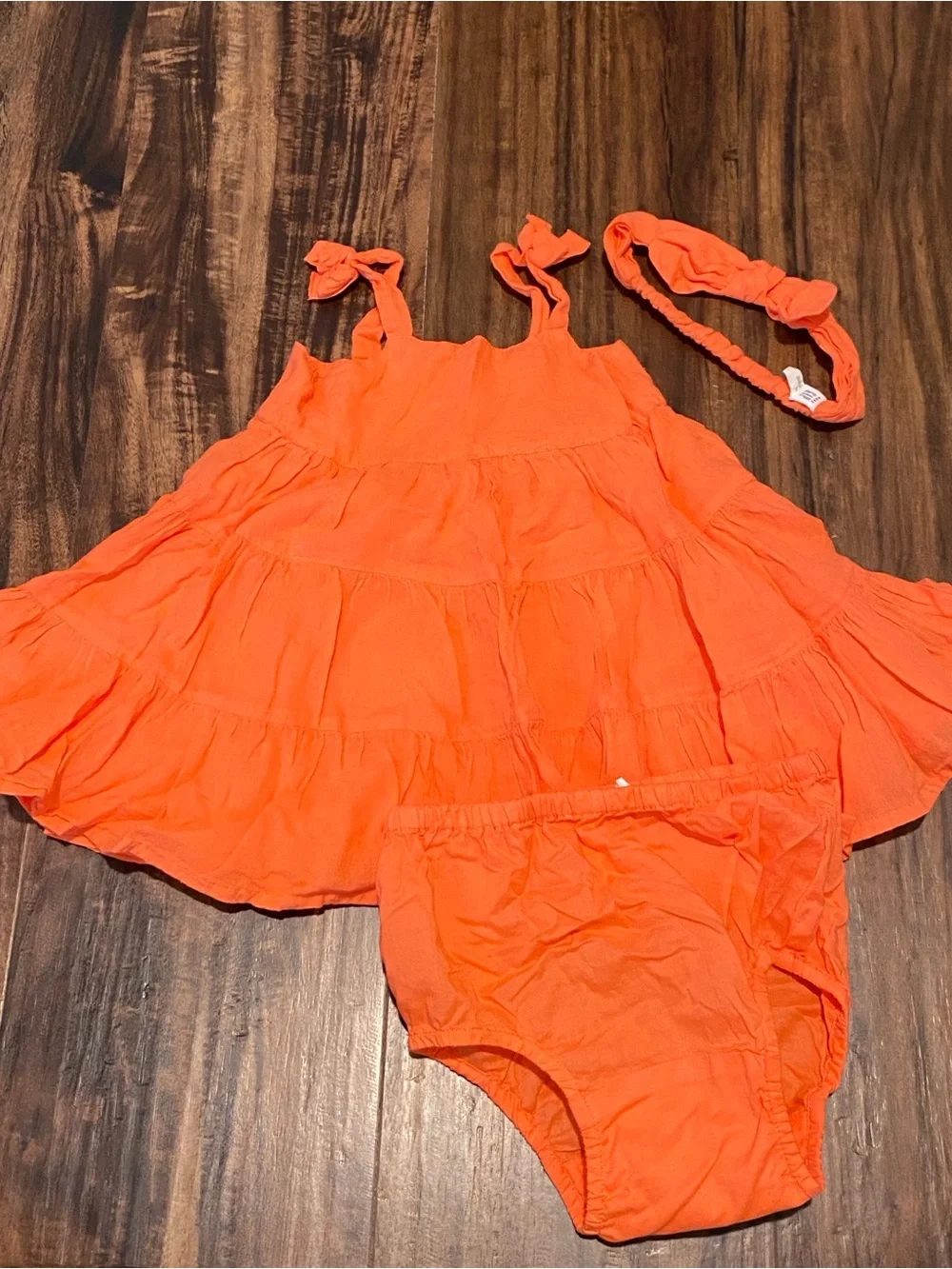 baby GAP Orange Tiered Baby Dress with Bloomer & Headband